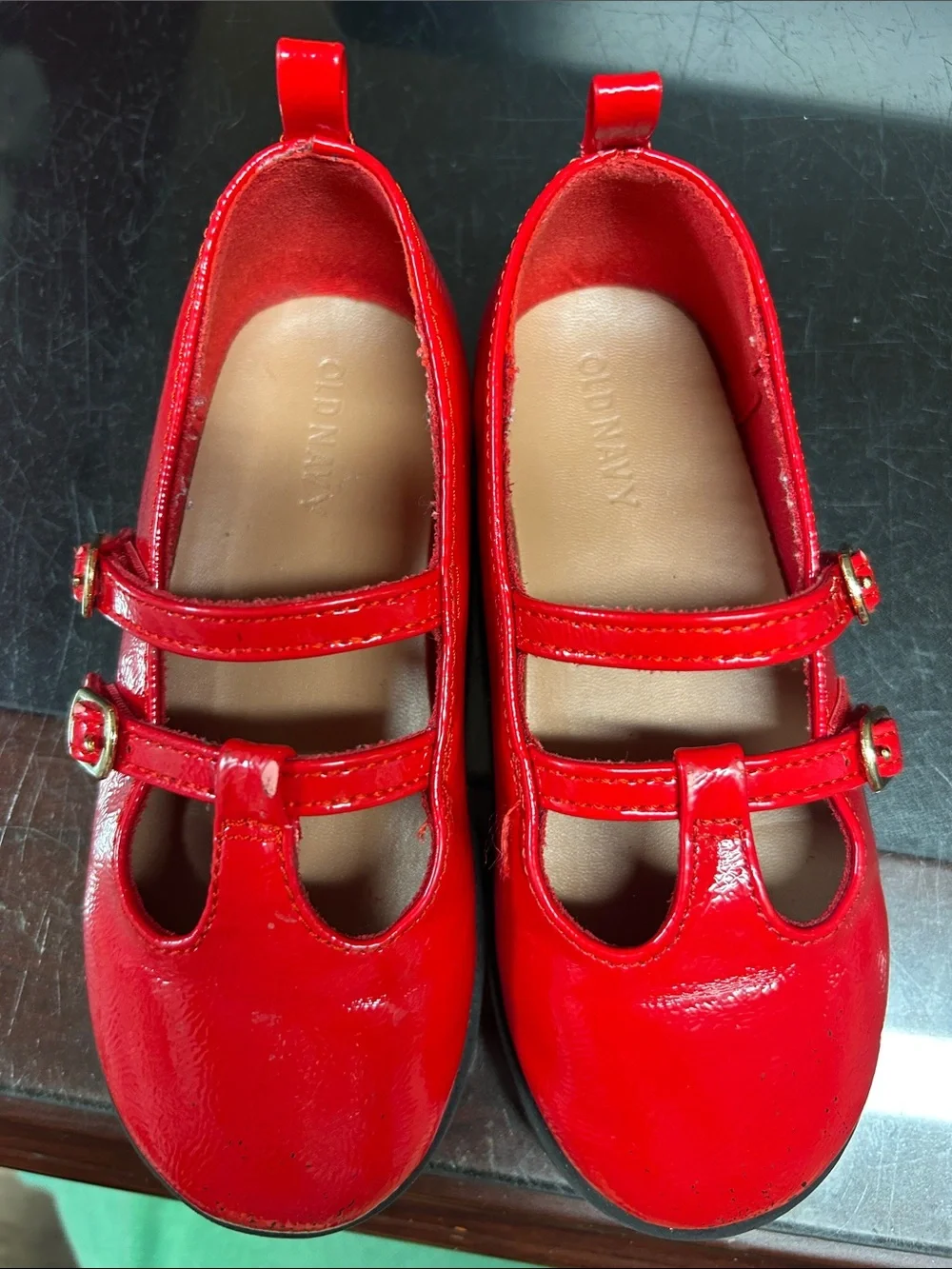 Old Navy Red Patent Double-Strap Mary Jane Flats size 10.5